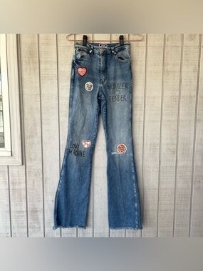 🎸 Wrangler x Fender Patch Bootcut Jeans High Rise Western 25 Statement Western